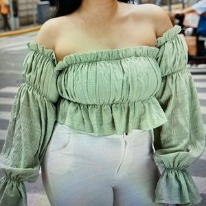 Plus off shoulder ruffle top